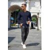 imageCOOFANDY Mens Waffle Henley Shirts Crewneck Lightweight Sweater Long Sleeve Causal Knitted Pullover T ShirtNavy