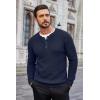 imageCOOFANDY Mens Waffle Henley Shirts Crewneck Lightweight Sweater Long Sleeve Causal Knitted Pullover T ShirtNavy