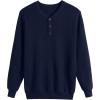 imageCOOFANDY Mens Waffle Henley Shirts Crewneck Lightweight Sweater Long Sleeve Causal Knitted Pullover T ShirtNavy