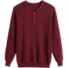 imageCOOFANDY Mens Waffle Henley Shirts Crewneck Lightweight Sweater Long Sleeve Causal Knitted Pullover T ShirtWine