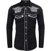imageCOOFANDY Mens Western Shirts Long Sleeve Embroideres Cowboy Shirts Casual Button Down ShirtBlack  White