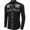 imageCOOFANDY Mens Western Shirts Long Sleeve Embroideres Cowboy Shirts Casual Button Down ShirtBlack  White