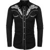 imageCOOFANDY Mens Western Shirts Long Sleeve Embroideres Cowboy Shirts Casual Button Down ShirtBlack  Whitepattern1