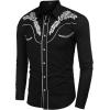 imageCOOFANDY Mens Western Shirts Long Sleeve Embroideres Cowboy Shirts Casual Button Down ShirtBlack  Whitepattern1