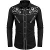 imageCOOFANDY Mens Western Shirts Long Sleeve Embroideres Cowboy Shirts Casual Button Down ShirtBlack Pattern3