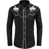 imageCOOFANDY Mens Western Shirts Long Sleeve Embroideres Cowboy Shirts Casual Button Down ShirtBlackhorse