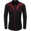 imageCOOFANDY Mens Western Shirts Long Sleeve Embroideres Cowboy Shirts Casual Button Down ShirtBlackpattern1