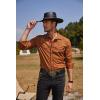 imageCOOFANDY Mens Western Shirts Long Sleeve Embroideres Cowboy Shirts Casual Button Down ShirtBrown Star
