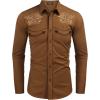 imageCOOFANDY Mens Western Shirts Long Sleeve Embroideres Cowboy Shirts Casual Button Down ShirtBrown Star