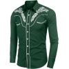 imageCOOFANDY Mens Western Shirts Long Sleeve Embroideres Cowboy Shirts Casual Button Down ShirtForest Greenwhite