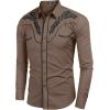 imageCOOFANDY Mens Western Shirts Long Sleeve Embroideres Cowboy Shirts Casual Button Down ShirtKhaki Pattern1