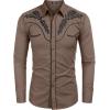 imageCOOFANDY Mens Western Shirts Long Sleeve Embroideres Cowboy Shirts Casual Button Down ShirtKhaki Pattern1