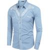 imageCOOFANDY Mens Western Shirts Long Sleeve Embroideres Cowboy Shirts Casual Button Down ShirtLight Blue