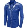 imageCOOFANDY Mens Western Shirts Long Sleeve Embroideres Cowboy Shirts Casual Button Down ShirtRoyal Bluewhite