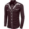 imageCOOFANDY Mens Western Shirts Long Sleeve Embroideres Cowboy Shirts Casual Button Down ShirtWine Redwhite