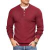 imageCOOFANDY Men Henley Knit Sweater Dress Long Sleeve Button Pullover Sweater Casual Sweater Lightweight Slim Fit TopsDeep Red
