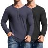 imageCOOFANDY Mens 2Pack Slim Fit Henley Shirts Long Sleeve Lightweight Fashion Casual Cotton Basic T ShirtsBlackNavy Blue