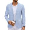 imageCOOFANDY Mens Casual Blazer Lightweight Unlined Sport Coat Regular Fit Two Button Suit JacketCheckered Blazer  Clear Blue