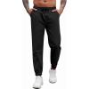 imageCOOFANDY Mens Casual Joggers Pants Cotton Elastic Waist Drawstring Chino Pants Hiking Outdoor Track SweatpantsBlack