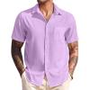 imageCOOFANDY Mens Casual Short Sleeve Button Down Summer Beach Shirt Lightweight Textured Wrinkle Free Untucked ShirtsLavender Frost