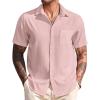 imageCOOFANDY Mens Casual Short Sleeve Button Down Summer Beach Shirt Lightweight Textured Wrinkle Free Untucked ShirtsVeiled Rose