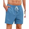 imageCOOFANDY Mens Casual Shorts 5quot Elastic Drawstring Shorts Summer Beach Athletic ShortsLight Blue
