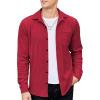 imageCOOFANDY Mens Corduroy Shirt Casual Shacket Long Sleeve Button Down Lightweight JacketRed