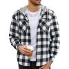 imageCOOFANDY Mens Flannel Hoodie Plaid Shirt Long Sleeve Button Down Casual Shirt Jacket Lightweight Fall ShacketPlaidblack  White