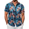 imageCOOFANDY Mens Hawaiian Shirts Short Sleeve Button Down Shirt Casual Summer Beach Shirts Floral Tropical Vacation Resort WearOrangeBluefloral