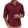 imageCOOFANDY Mens Long Sleeve Button Down Shirts Casual Untucked Shirts Stretch ShirtsWine Red