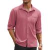imageCOOFANDY Mens Long Sleeve Button Down Shirts Wrinkle Free Untucked Shirts Casual Dress Shirt for MenPink