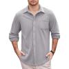 imageCOOFANDY Mens Long Sleeve Dress Shirt Button Down Casual Shirts for Men Wrinkle Free Shirt with PocketLight Grey