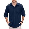 imageCOOFANDY Mens Long Sleeve Dress Shirt Button Down Casual Shirts for Men Wrinkle Free Shirt with PocketNavy Blue