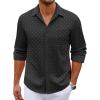 imageCOOFANDY Mens Long Sleeve Wrinkle Free Shirt Casual Button Down Shirts Stretch Dress Shirt with PocketWhite Spots Black