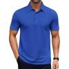 imageCOOFANDY Mens Polo Shirts Short Sleeve Slim Fit Casual Solid Basic Golf Shirt Collared TShirtBlue