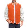 imageCOOFANDY Mens Varsity Jacket Casual Leather Sleeve Baseball Letterman Bomber Jacket CoatOrange