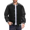 imageCOOFANDY Mens Varsity Jacket Casual Leather Sleeve Baseball Letterman Bomber Jacket CoatPitchblack