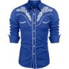 imageCOOFANDY Mens Western Shirts Long Sleeve Embroideres Cowboy Shirts Casual Button Down ShirtRoyal Bluewhite