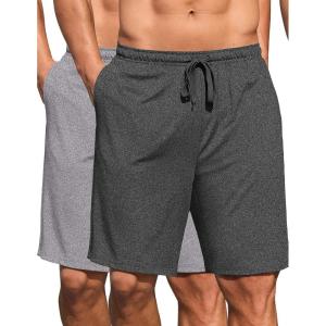 imageCOOFANDY Mens 2 Pack 9 inch Gym Workout Shorts Lightweight Casual Active Running Shorts with PocketsDark GreyLight Grey