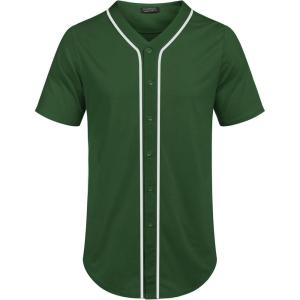 imageCOOFANDY Mens Baseball Button Down Jersey Short Sleeve Hipster Hip Hop T ShirtsGreen