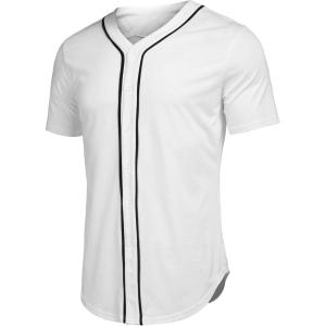 imageCOOFANDY Mens Baseball Button Down Jersey Short Sleeve Hipster Hip Hop T ShirtsWhite