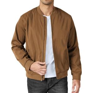 imageCOOFANDY Mens Bomber Jacket Lightweight Casual Stylish Light Flight Jacket Windbreaker Varsity JacketsBrown