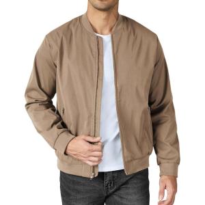 imageCOOFANDY Mens Bomber Jacket Lightweight Casual Stylish Light Flight Jacket Windbreaker Varsity JacketsKhaki