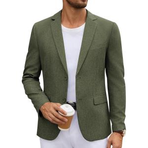 imageCOOFANDY Mens Casual Blazer Lightweight Unlined Sport Coat Regular Fit Two Button Suit JacketArmy Green