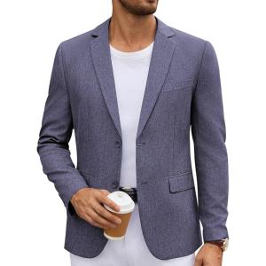 imageCOOFANDY Mens Casual Blazer Lightweight Unlined Sport Coat Regular Fit Two Button Suit JacketBlue