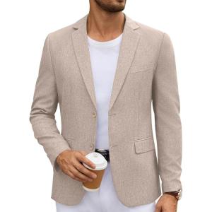 imageCOOFANDY Mens Casual Blazer Lightweight Unlined Sport Coat Regular Fit Two Button Suit JacketChampagne
