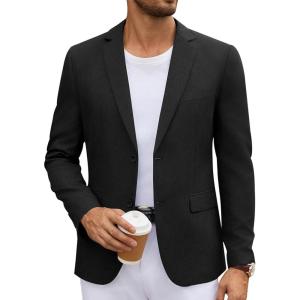 imageCOOFANDY Mens Casual Blazer Lightweight Unlined Sport Coat Regular Fit Two Button Suit JacketSolid Blazer  Black