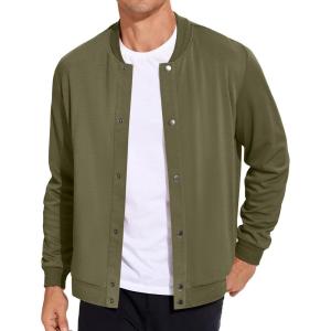 imageCOOFANDY Mens Casual Lightweight Jacket Baseball Letterman Snap Button JacketArmy Green