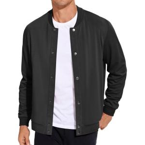 imageCOOFANDY Mens Casual Lightweight Jacket Baseball Letterman Snap Button JacketBlack