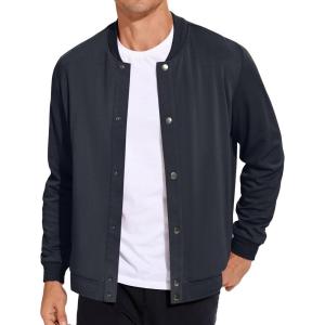 imageCOOFANDY Mens Casual Lightweight Jacket Baseball Letterman Snap Button JacketDark Blue